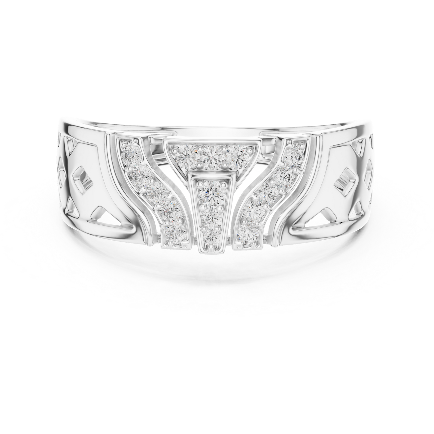 Geometric Shield Cluster Round Lab Grown Diamond Ring