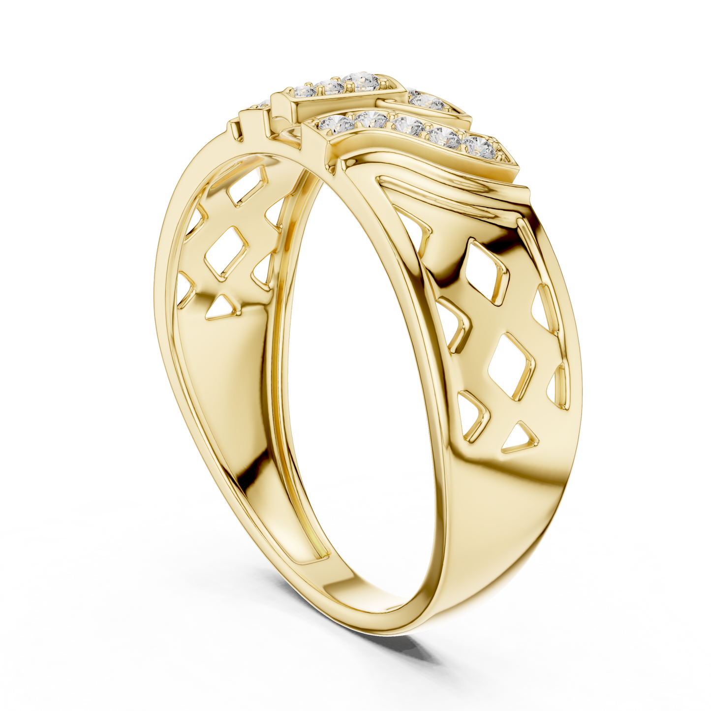 Geometric Shield Cluster Round Lab Grown Diamond Ring