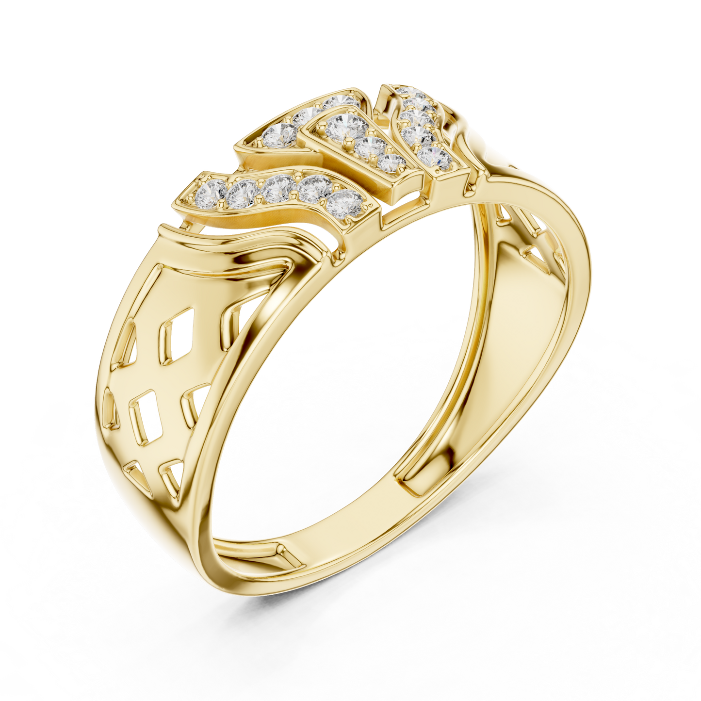 Geometric Shield Cluster Round Lab Grown Diamond Ring