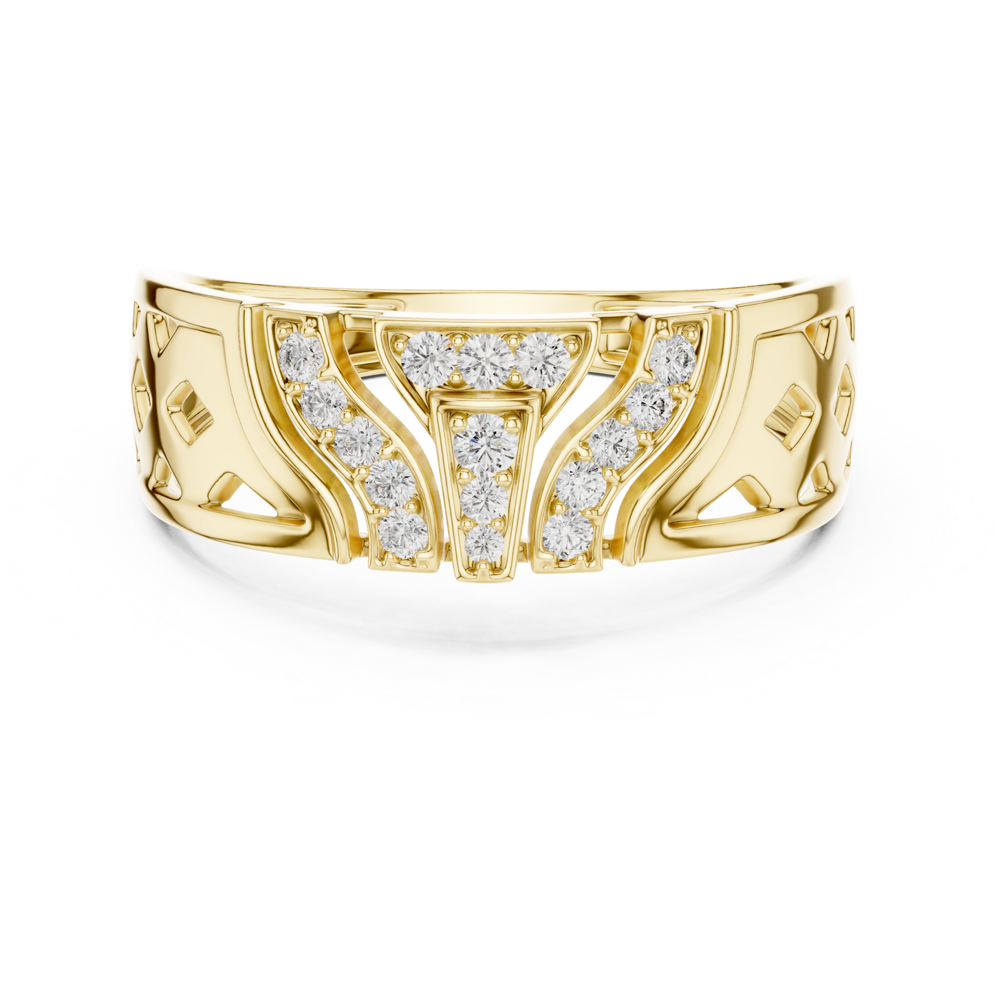 Geometric Shield Cluster Round Lab Grown Diamond Ring