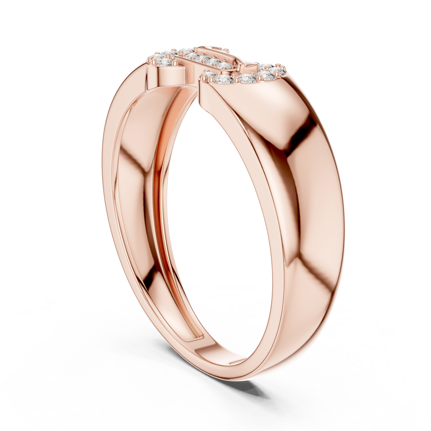 Interlocking Link Round Lab Grown Diamond Ring