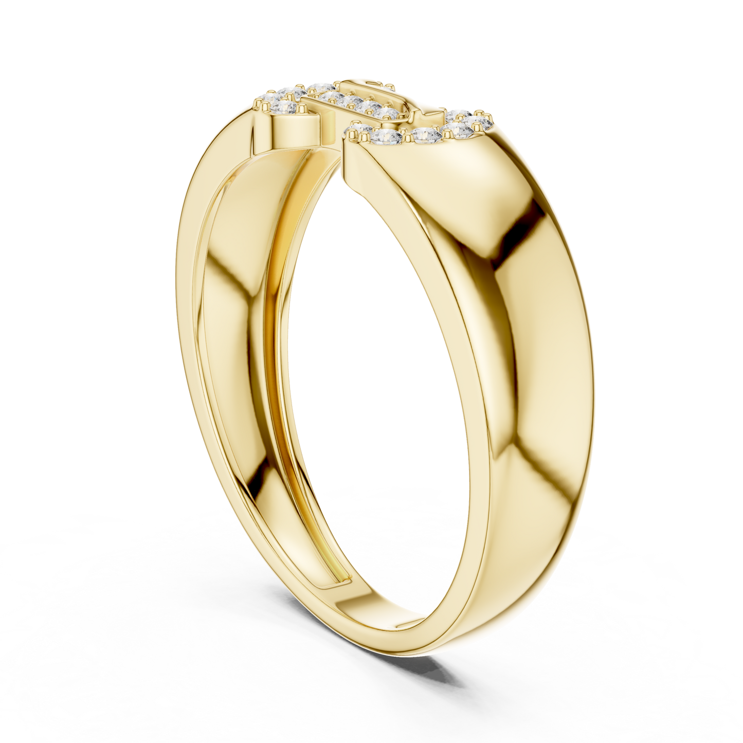 Interlocking Link Round Lab Grown Diamond Ring