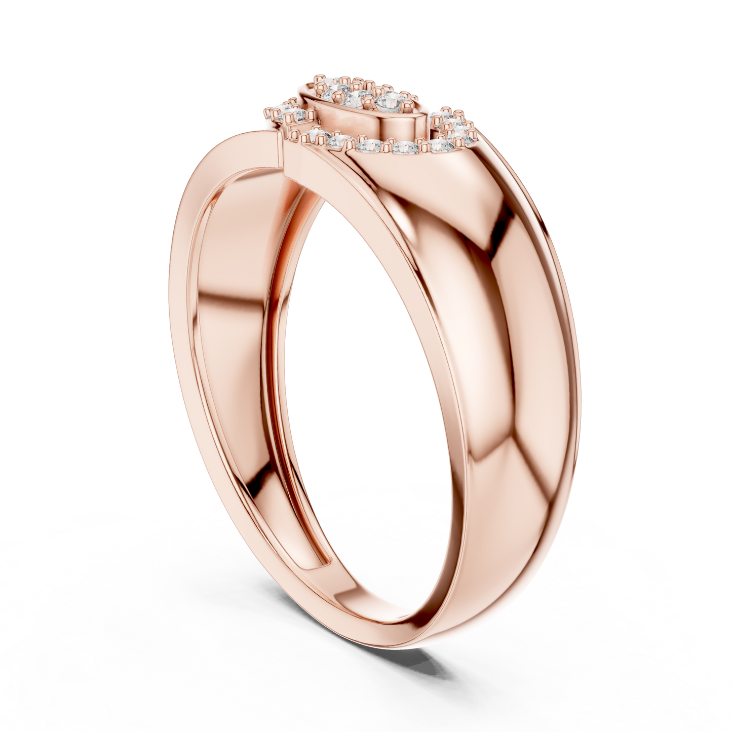 Interlocking C-Shape Round Lab Grown Diamond Ring