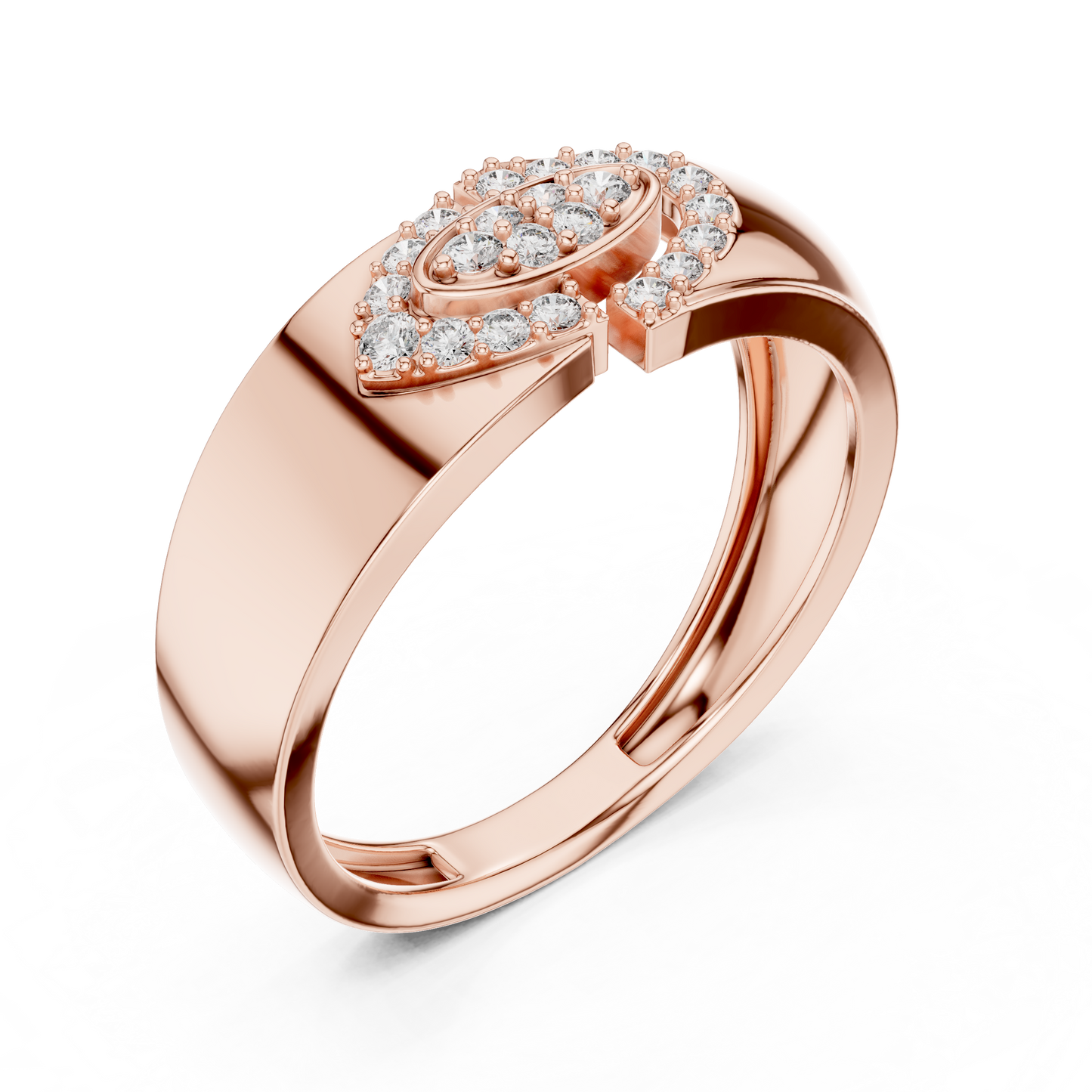 Interlocking C-Shape Round Lab Grown Diamond Ring