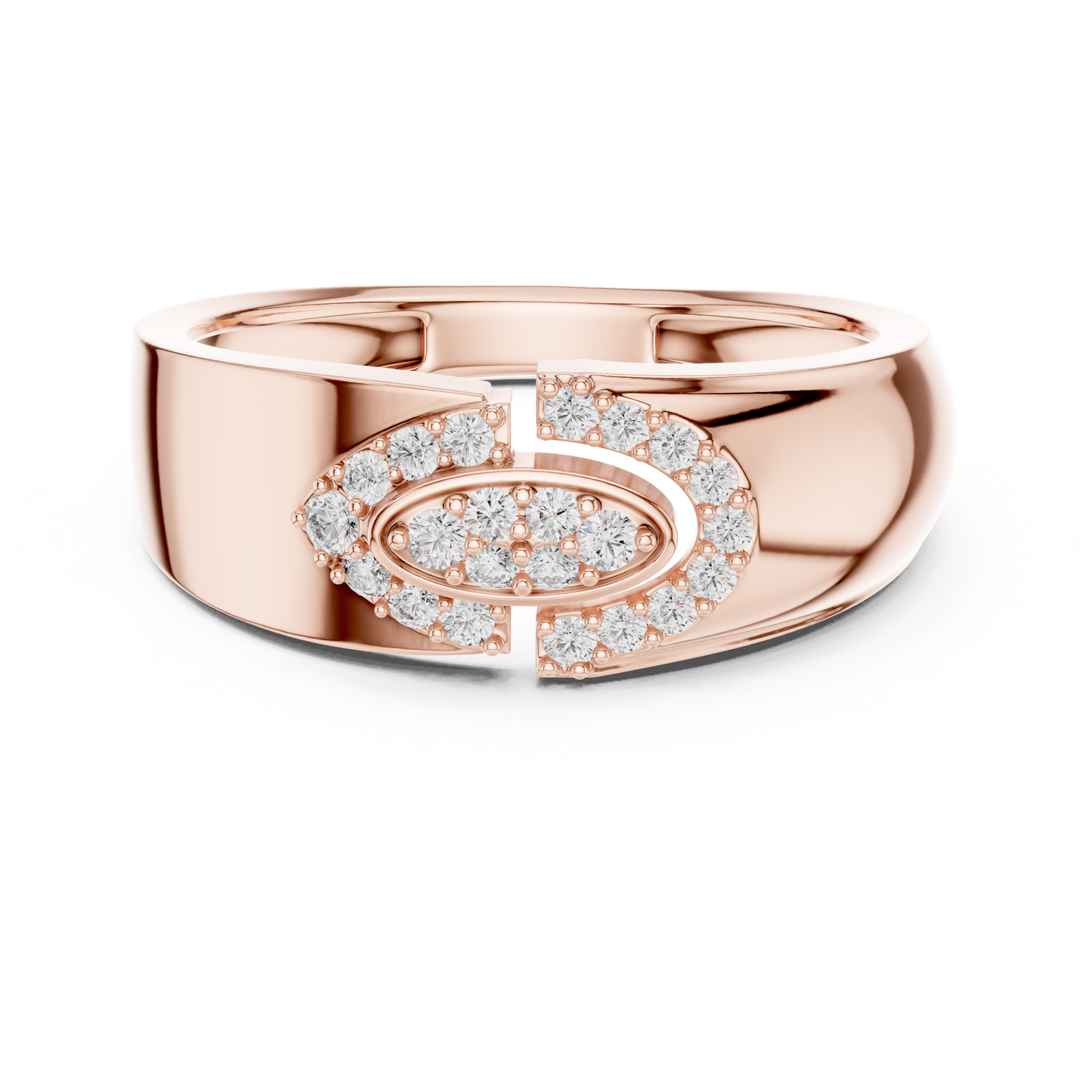Interlocking C-Shape Round Lab Grown Diamond Ring