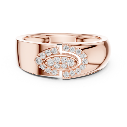 Interlocking C-Shape Round Lab Grown Diamond Ring
