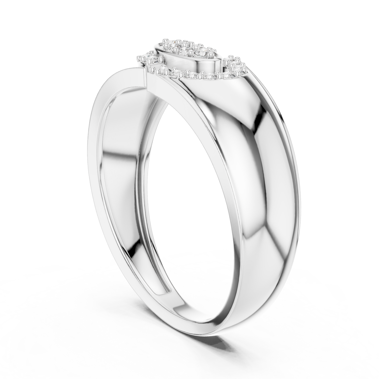 Interlocking C-Shape Round Lab Grown Diamond Ring