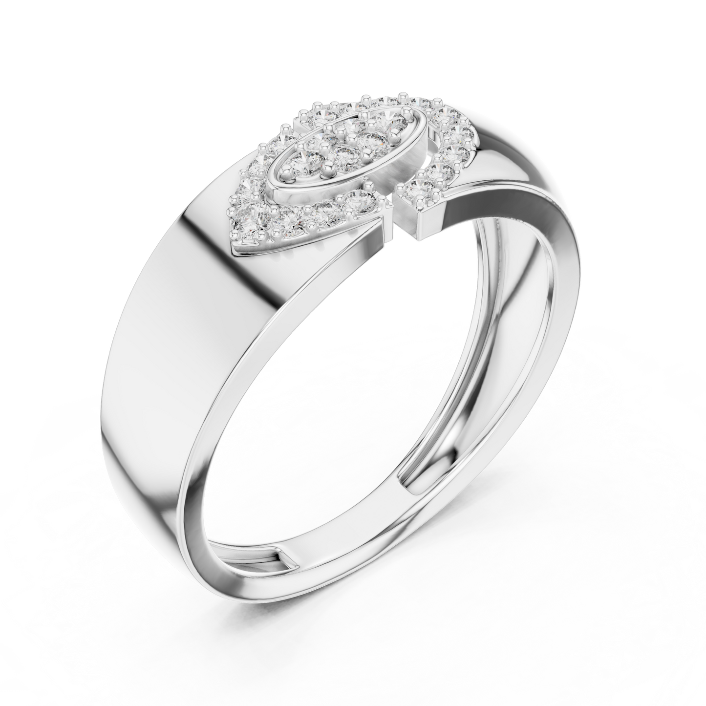 Interlocking C-Shape Round Lab Grown Diamond Ring