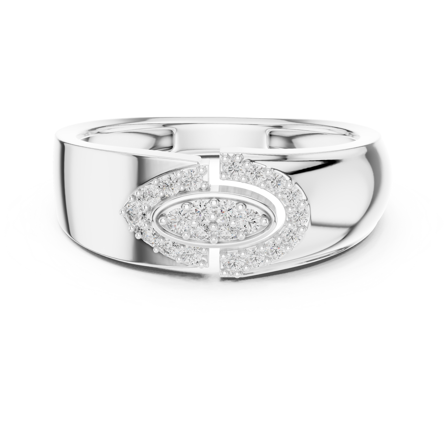 Interlocking C-Shape Round Lab Grown Diamond Ring
