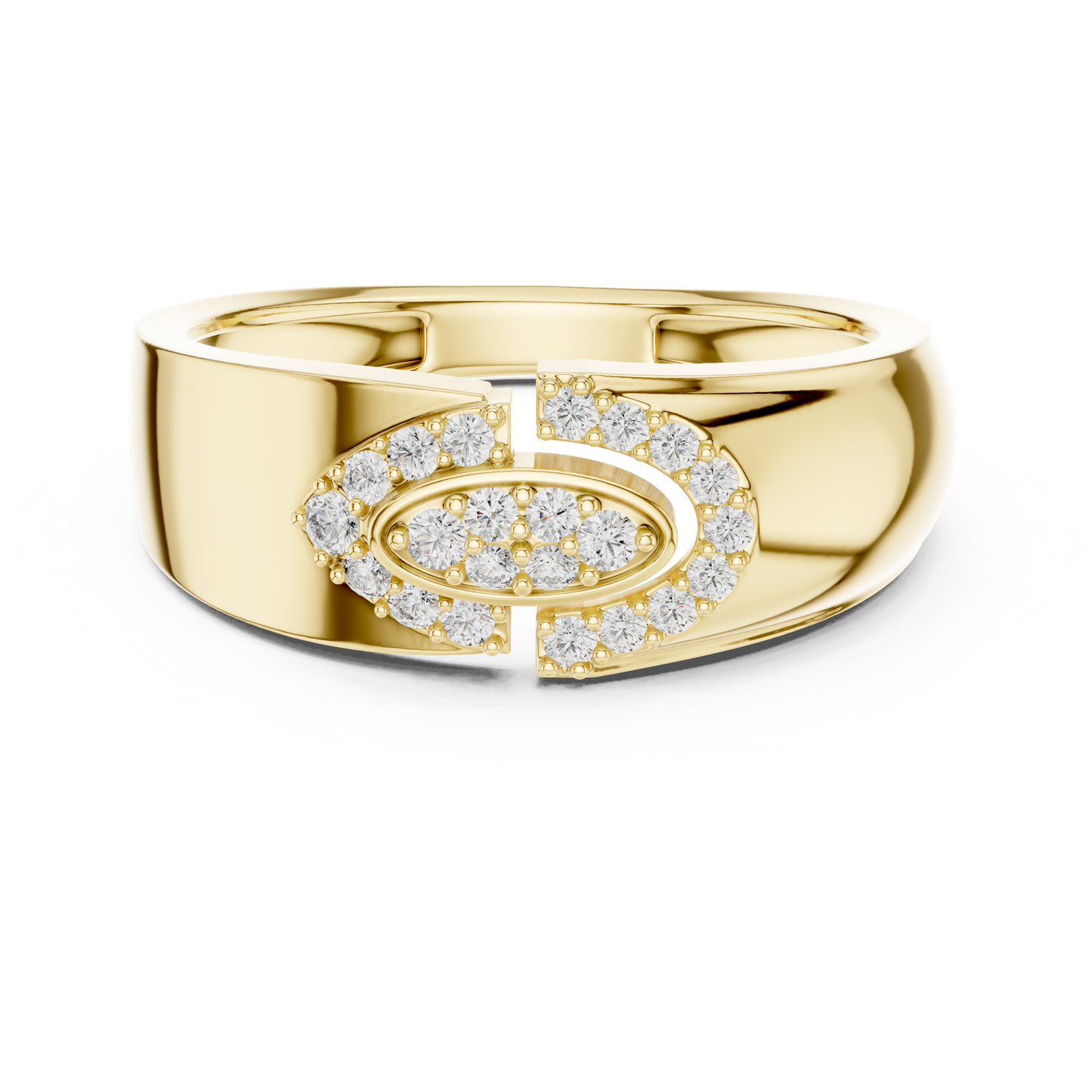 Interlocking C-Shape Round Lab Grown Diamond Ring