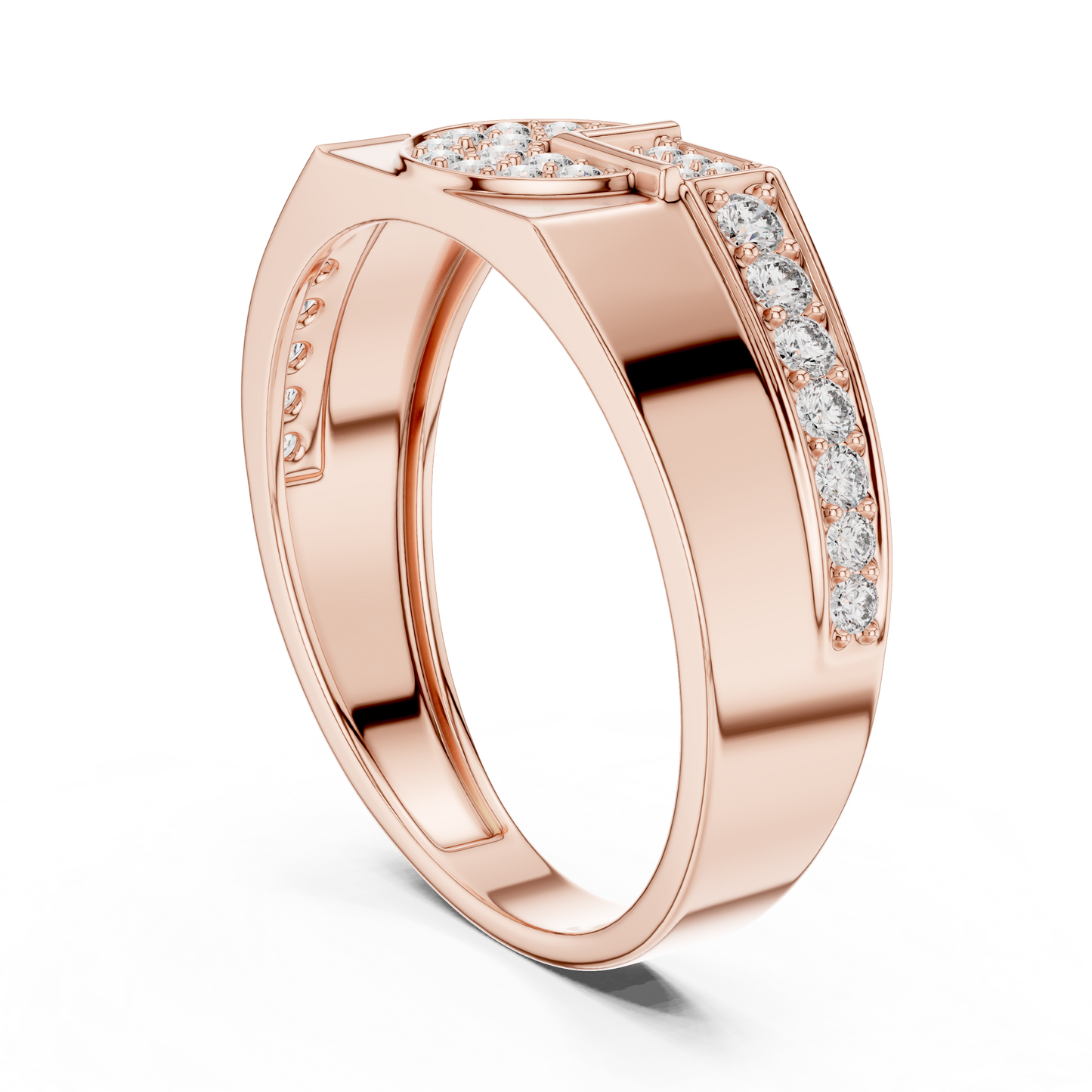 Geometric Semi-Circle Round Lab Grown Diamond Ring