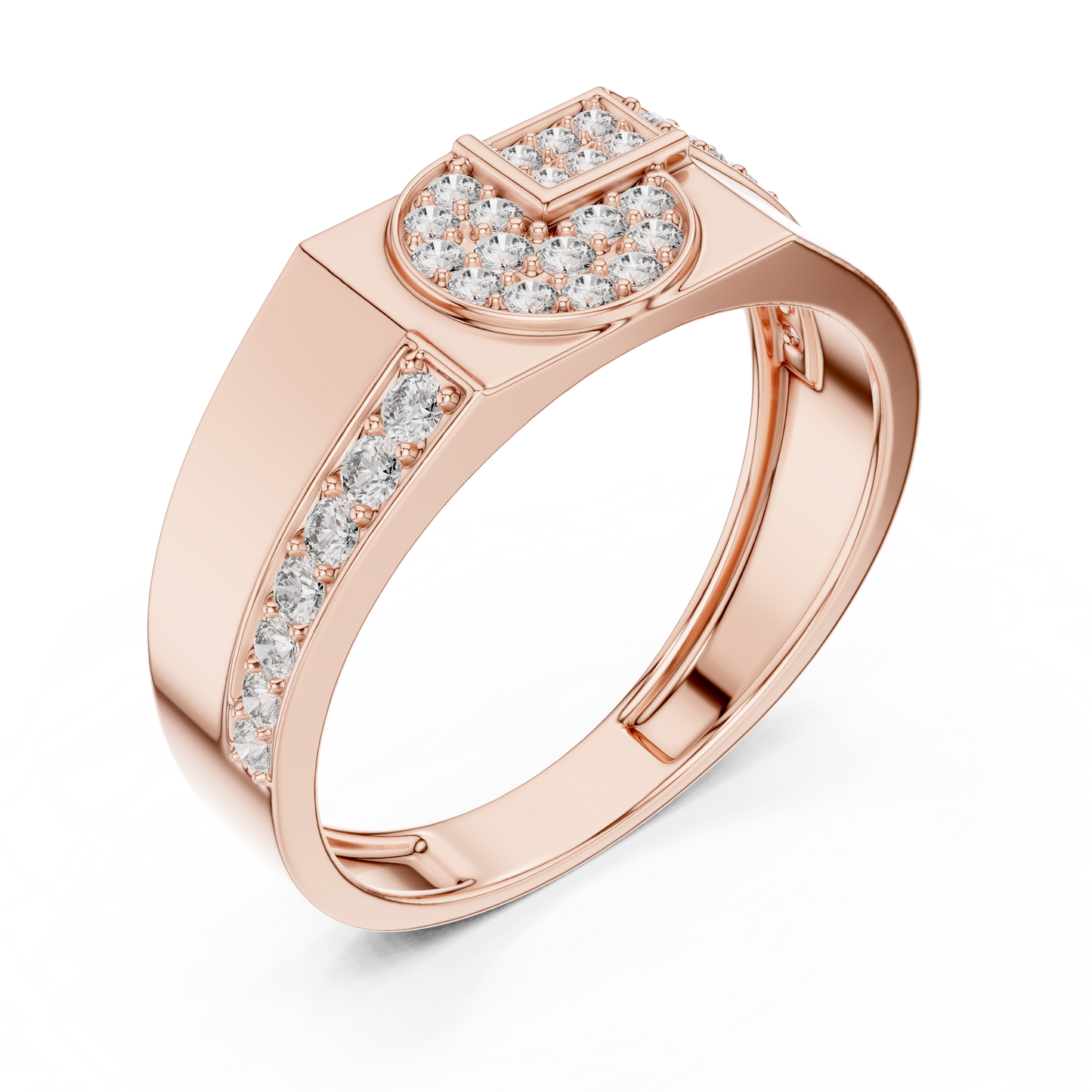 Geometric Semi-Circle Round Lab Grown Diamond Ring