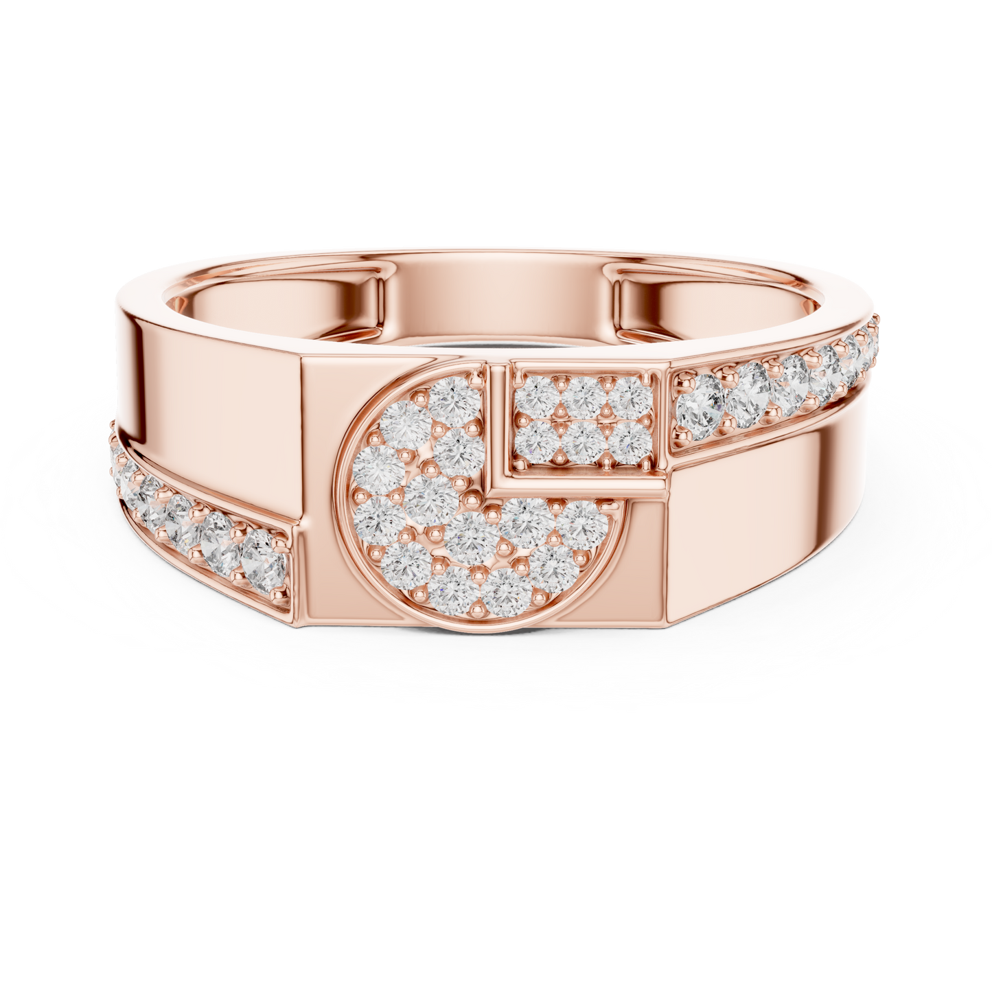 Geometric Semi-Circle Round Lab Grown Diamond Ring