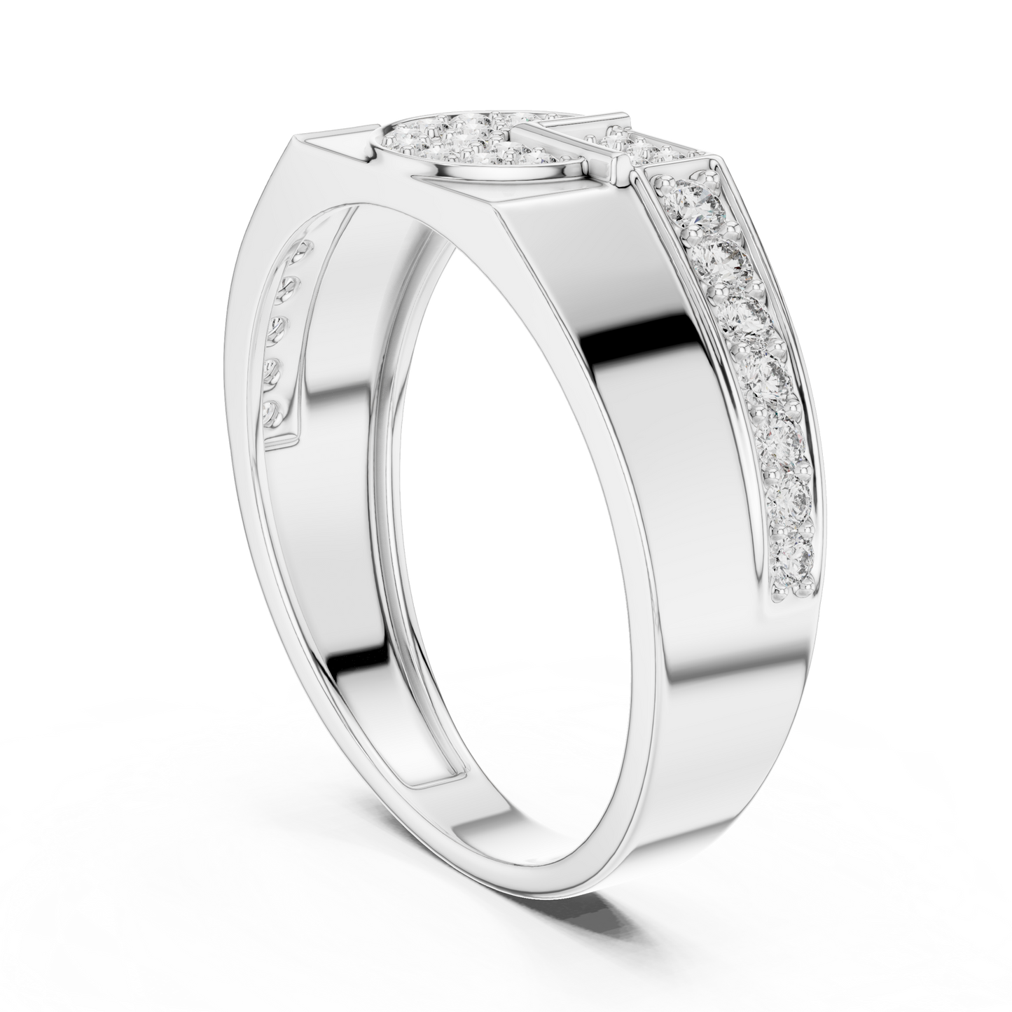 Geometric Semi-Circle Round Lab Grown Diamond Ring