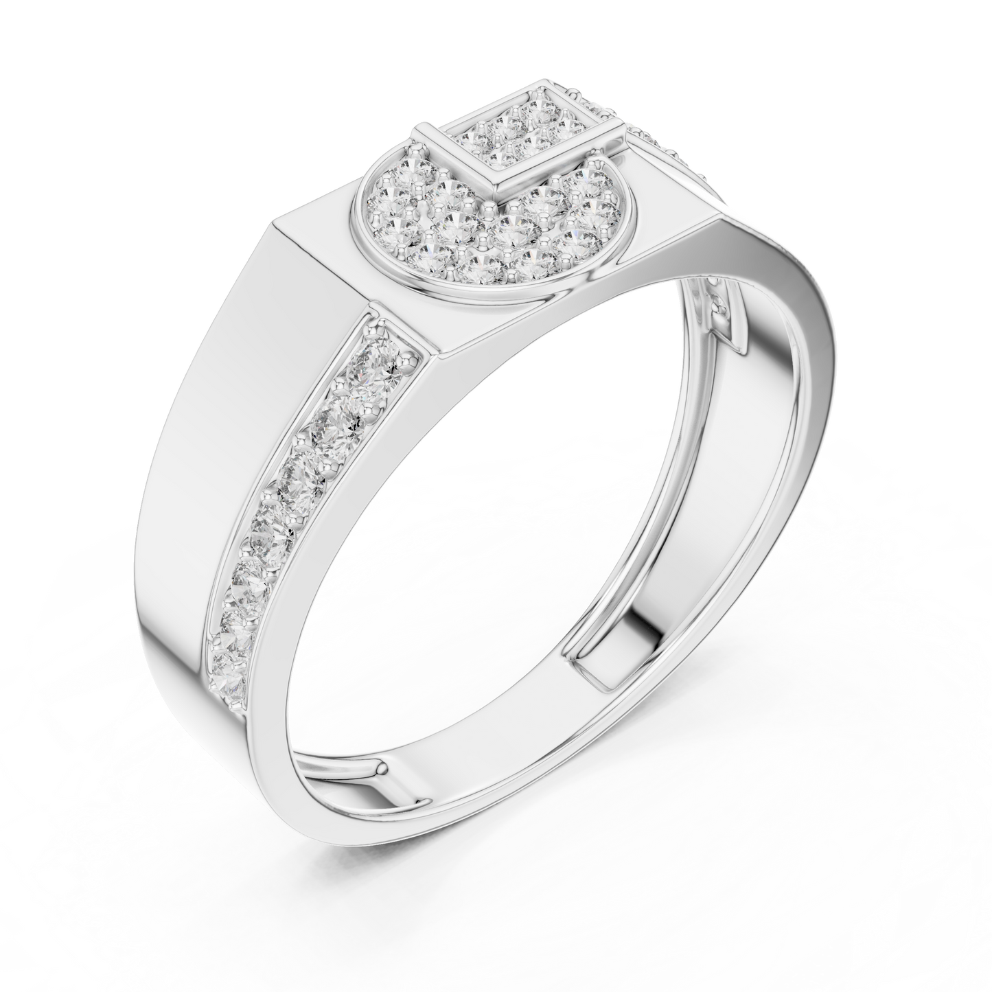 Geometric Semi-Circle Round Lab Grown Diamond Ring