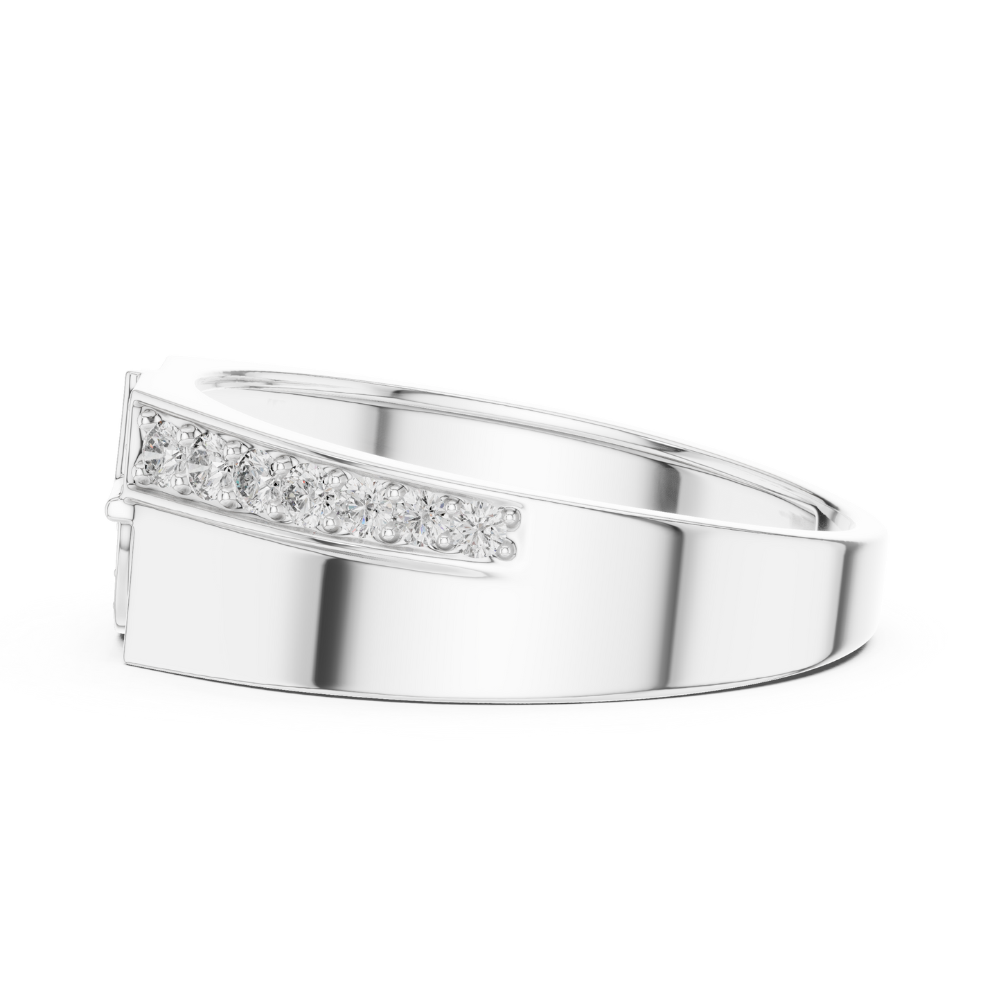 Geometric Semi-Circle Round Lab Grown Diamond Ring