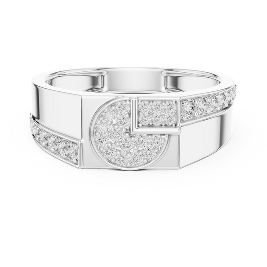 Geometric Semi-Circle Round Lab Grown Diamond Ring