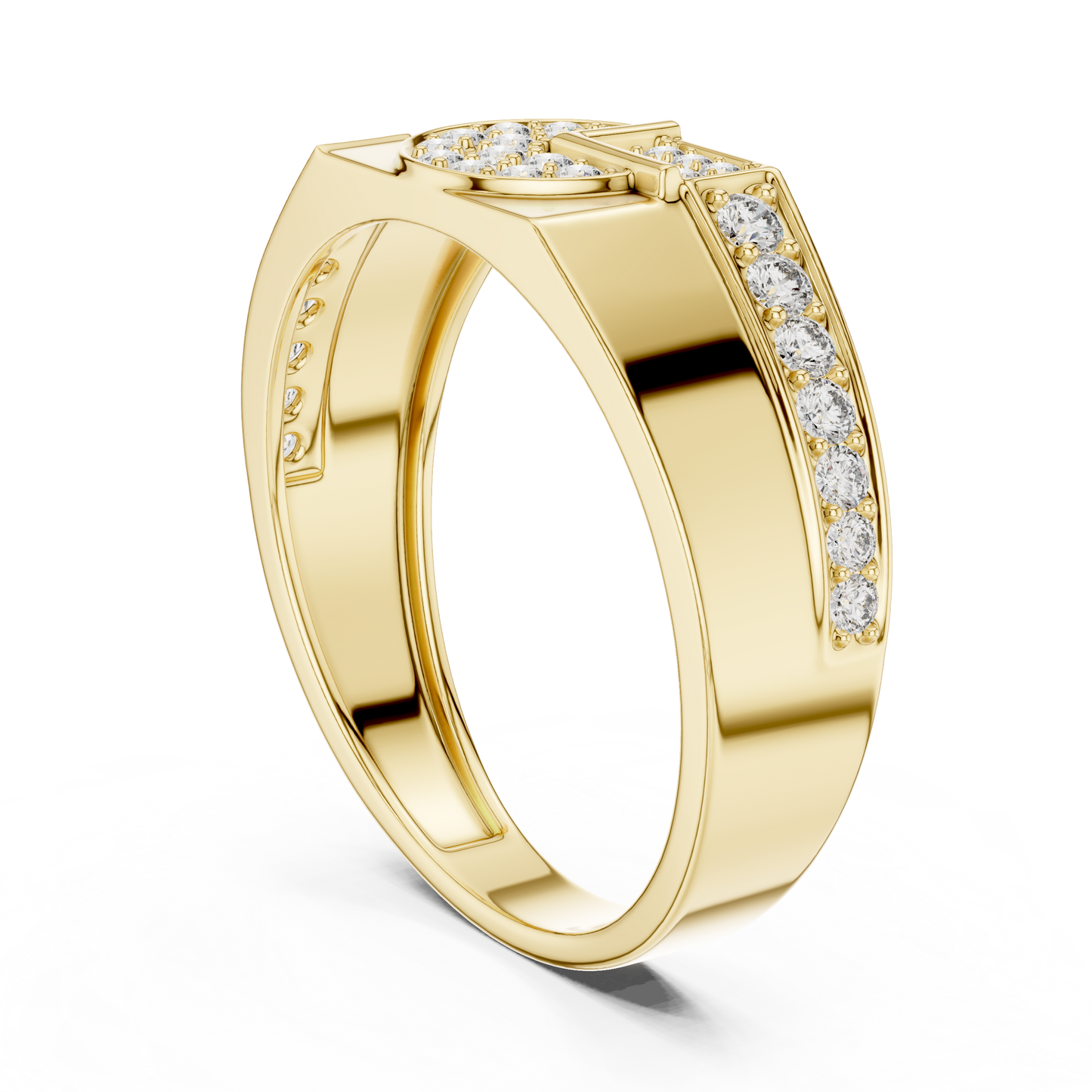 Geometric Semi-Circle Round Lab Grown Diamond Ring