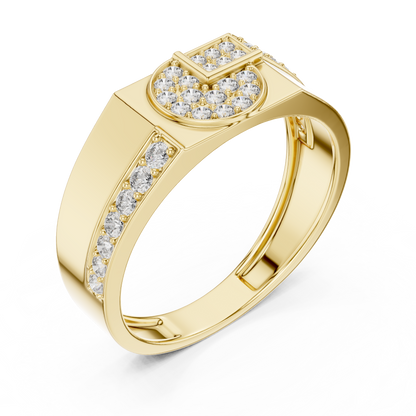 Geometric Semi-Circle Round Lab Grown Diamond Ring
