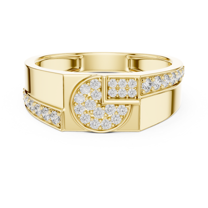 Geometric Semi-Circle Round Lab Grown Diamond Ring