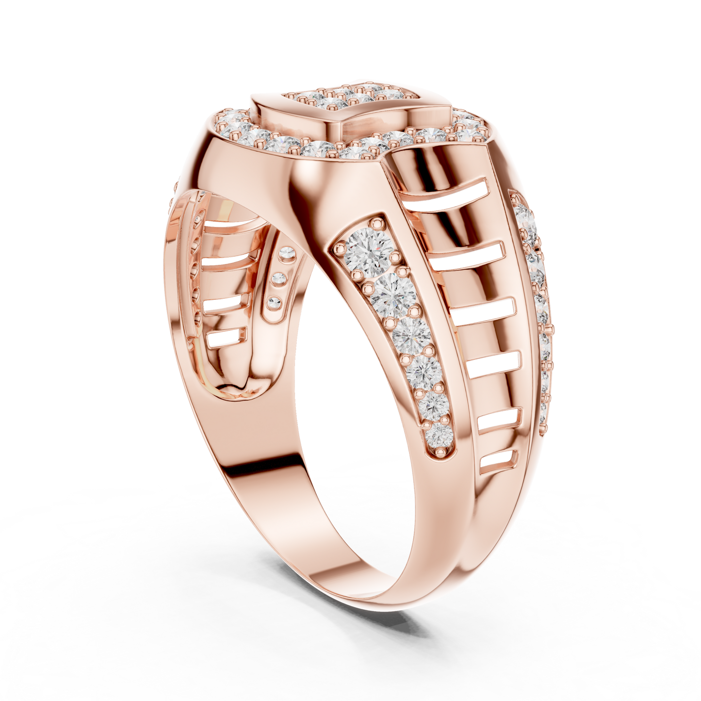 Architectural Lab Grown Diamond Ring in 14K Yellow Gold