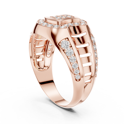 Architectural Lab Grown Diamond Ring in 14K Yellow Gold