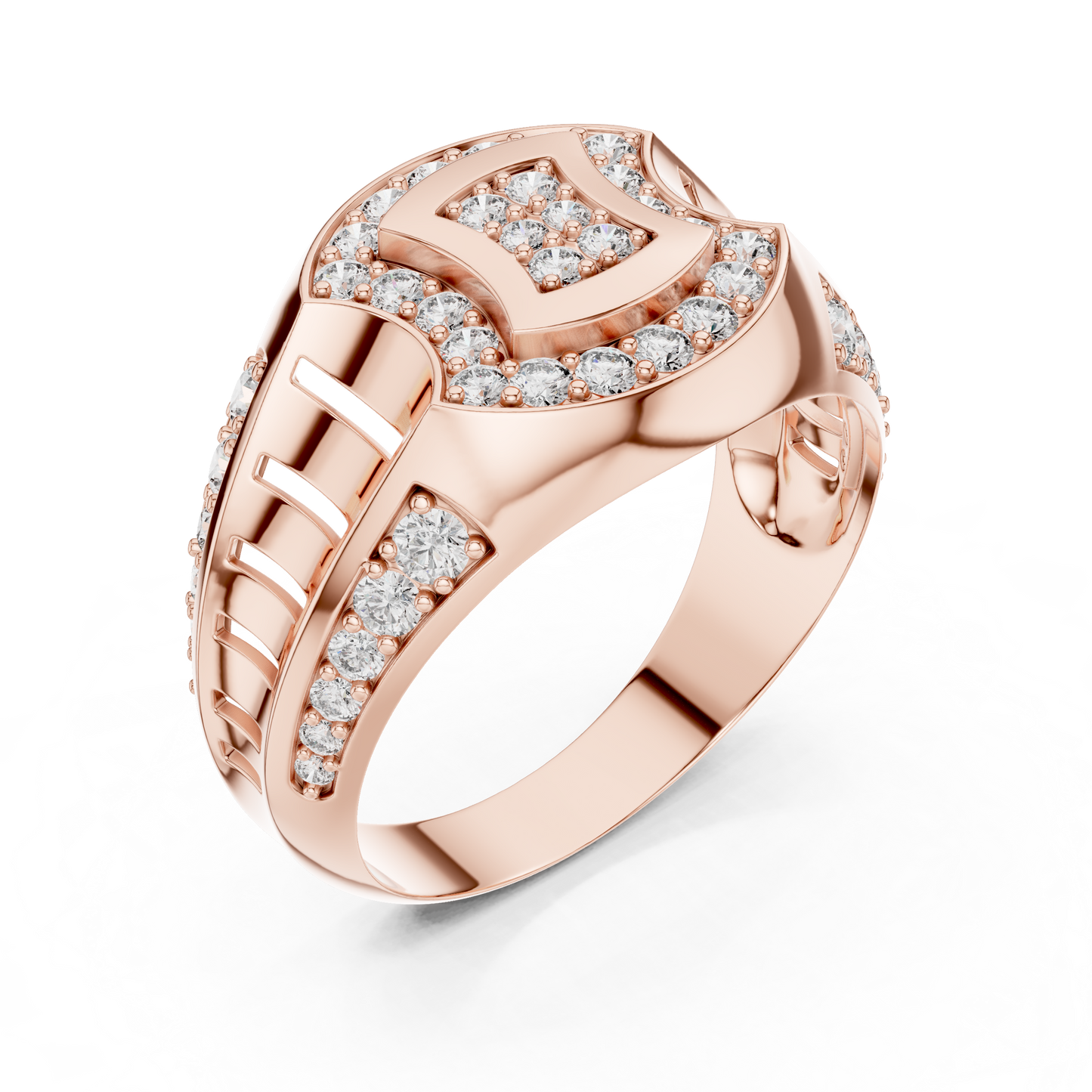 Architectural Lab Grown Diamond Ring in 14K Yellow Gold