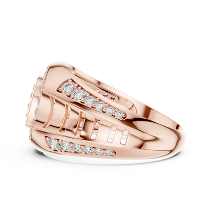 Architectural Lab Grown Diamond Ring in 14K Yellow Gold