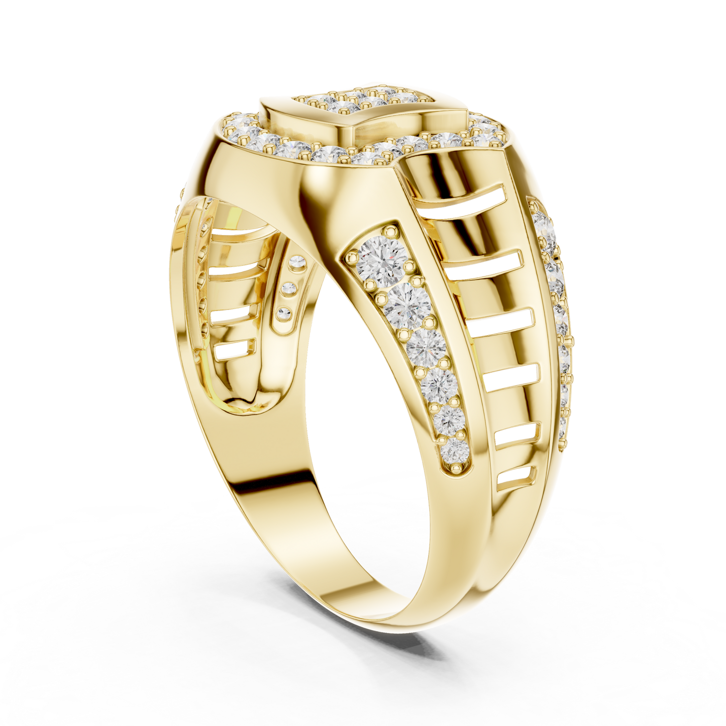 Architectural Lab Grown Diamond Ring in 14K Yellow Gold