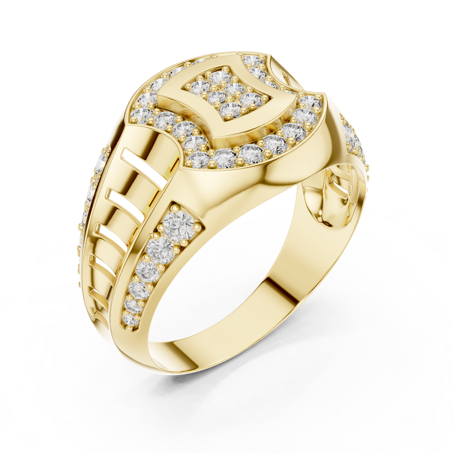 Architectural Lab Grown Diamond Ring in 14K Yellow Gold
