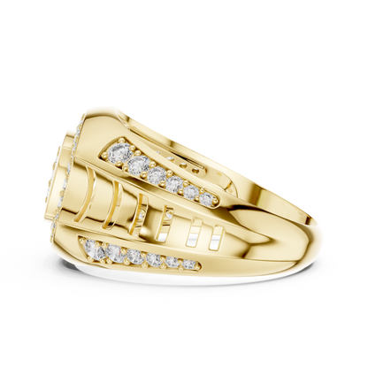 Architectural Lab Grown Diamond Ring in 14K Yellow Gold