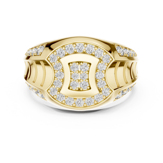 Architectural Lab Grown Diamond Ring in 14K Yellow Gold