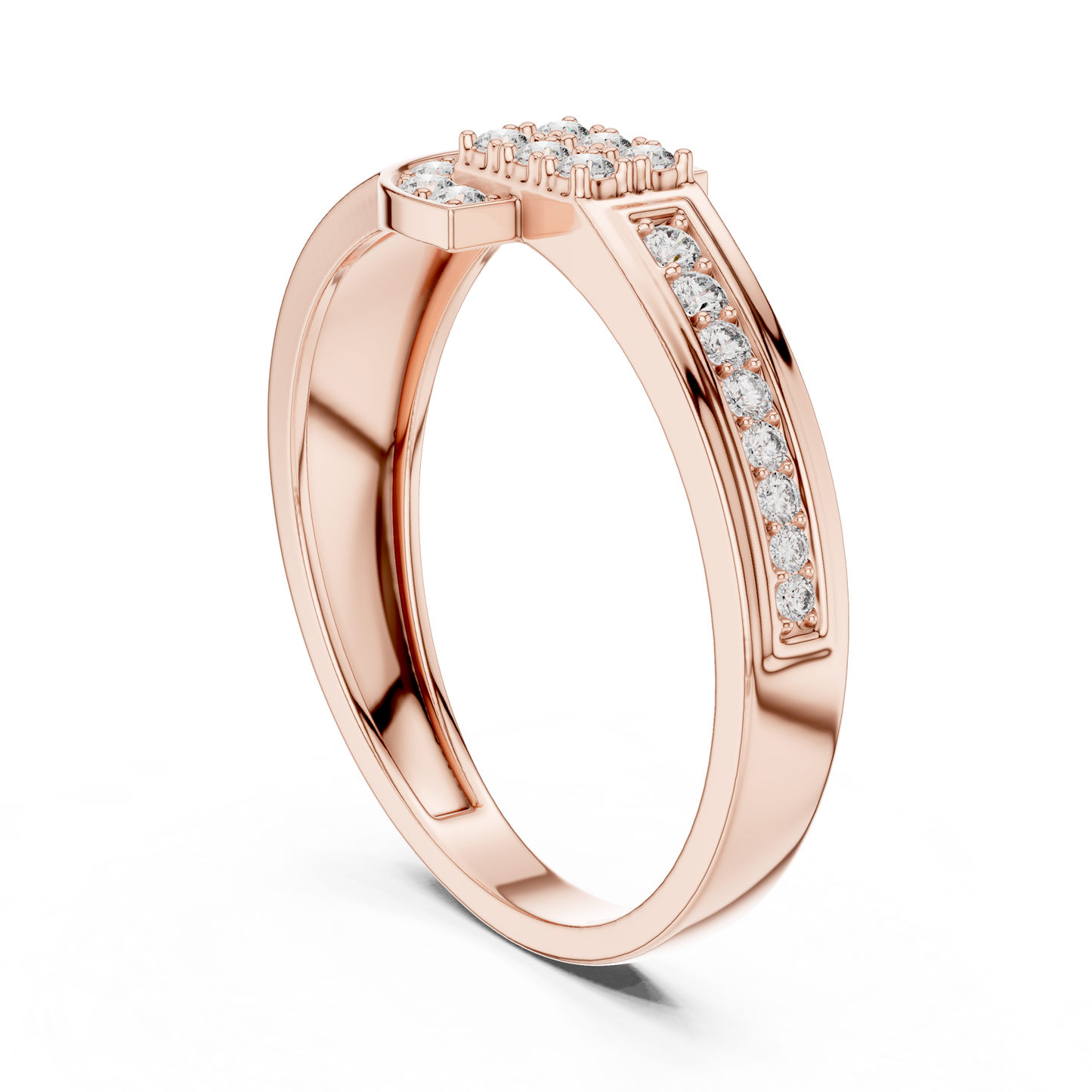 Art Deco Lab Grown Diamond Ring in 14K Rose Gold