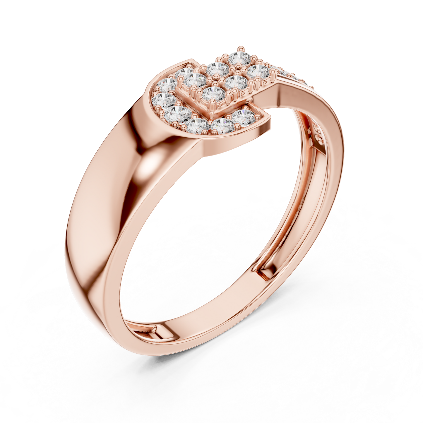 Art Deco Lab Grown Diamond Ring in 14K Rose Gold