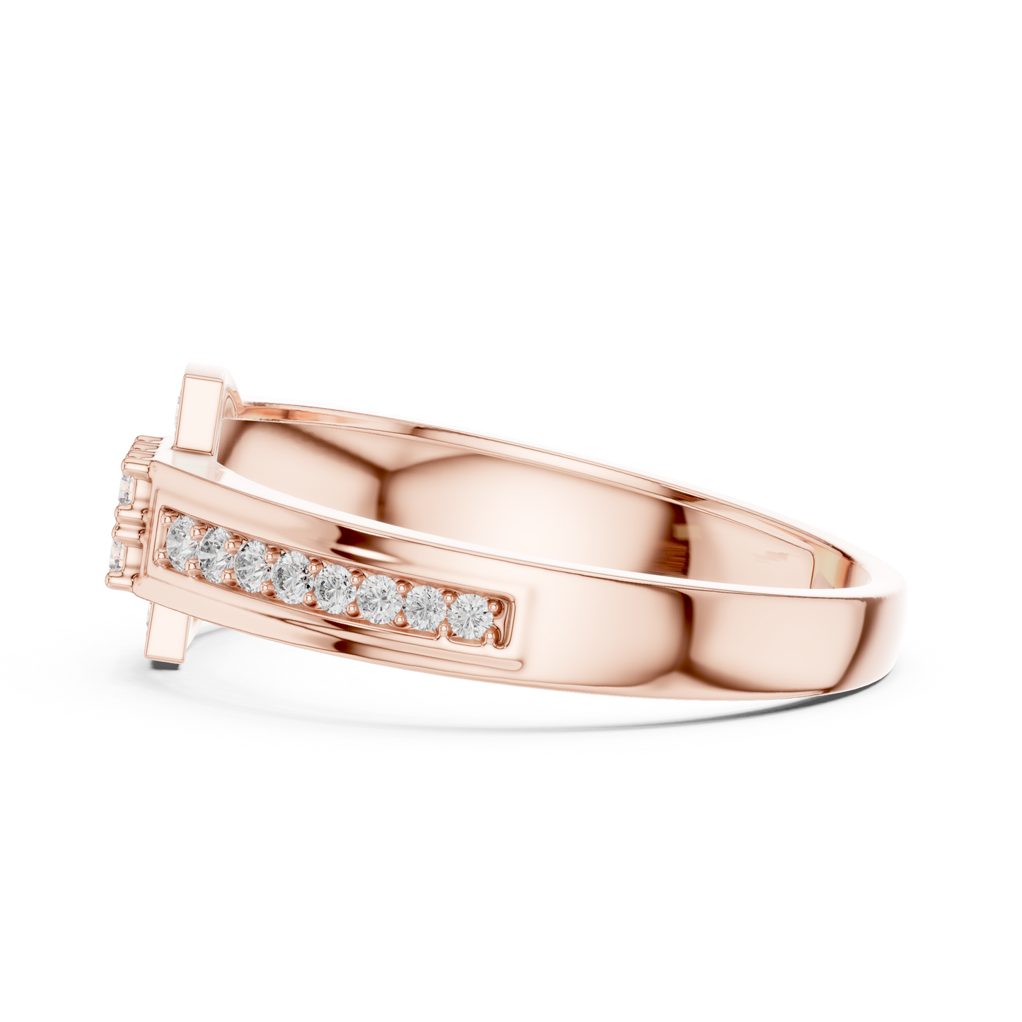 Art Deco Lab Grown Diamond Ring in 14K Rose Gold