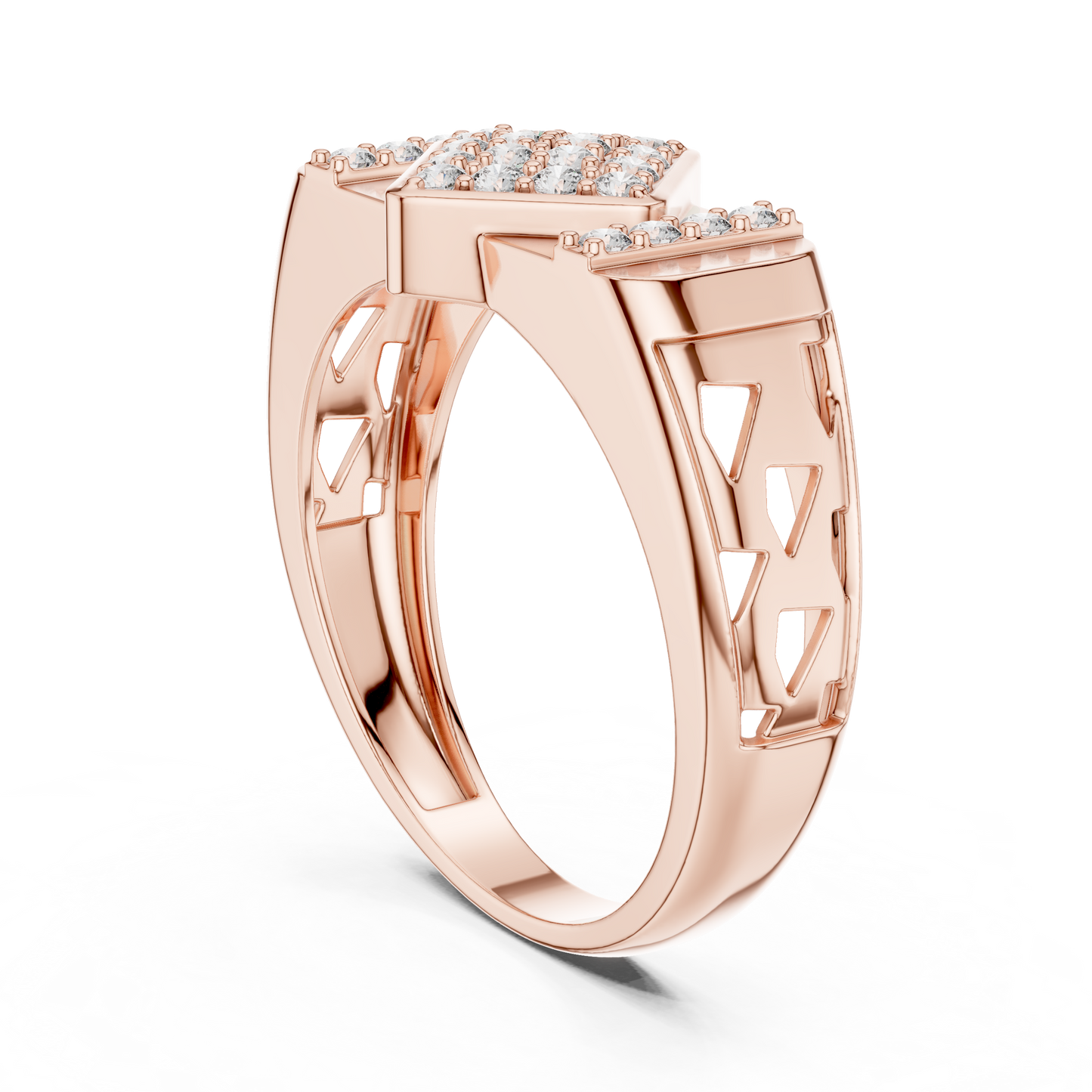 Lozenge Rhombus Cluster Lab Grown Diamond Ring