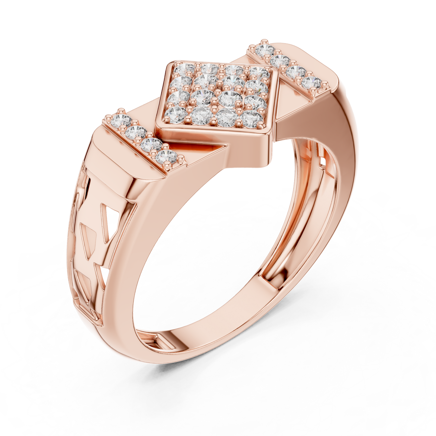 Lozenge Rhombus Cluster Lab Grown Diamond Ring