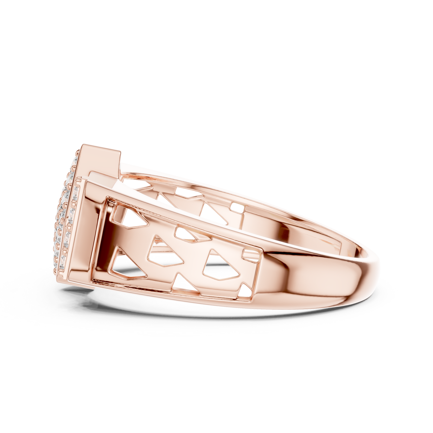 Lozenge Rhombus Cluster Lab Grown Diamond Ring