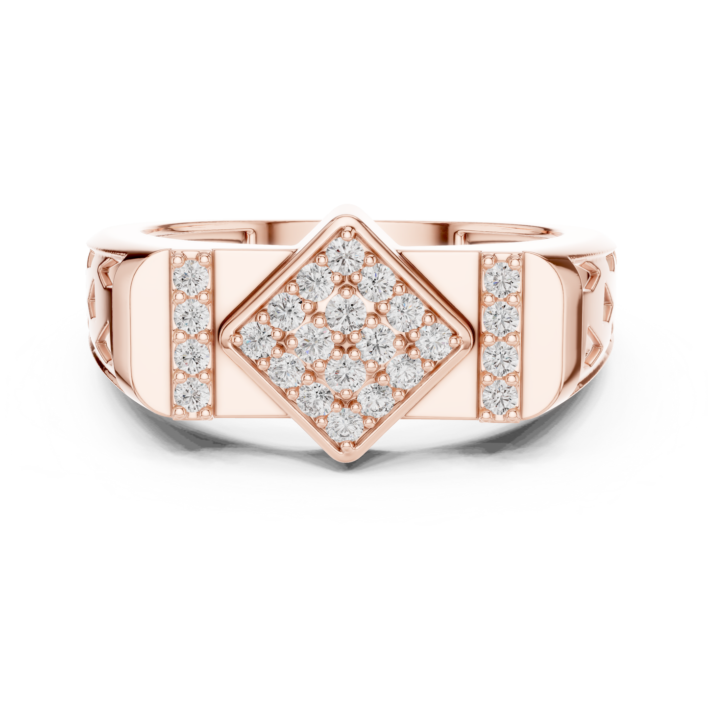 Lozenge Rhombus Cluster Lab Grown Diamond Ring
