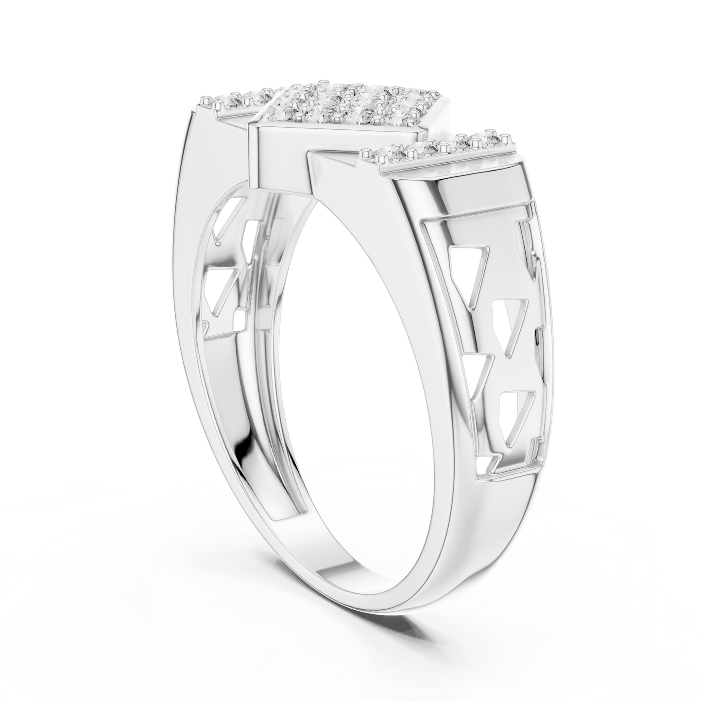 Lozenge Rhombus Cluster Lab Grown Diamond Ring