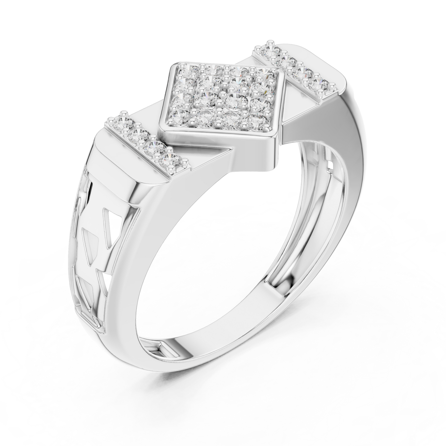 Lozenge Rhombus Cluster Lab Grown Diamond Ring