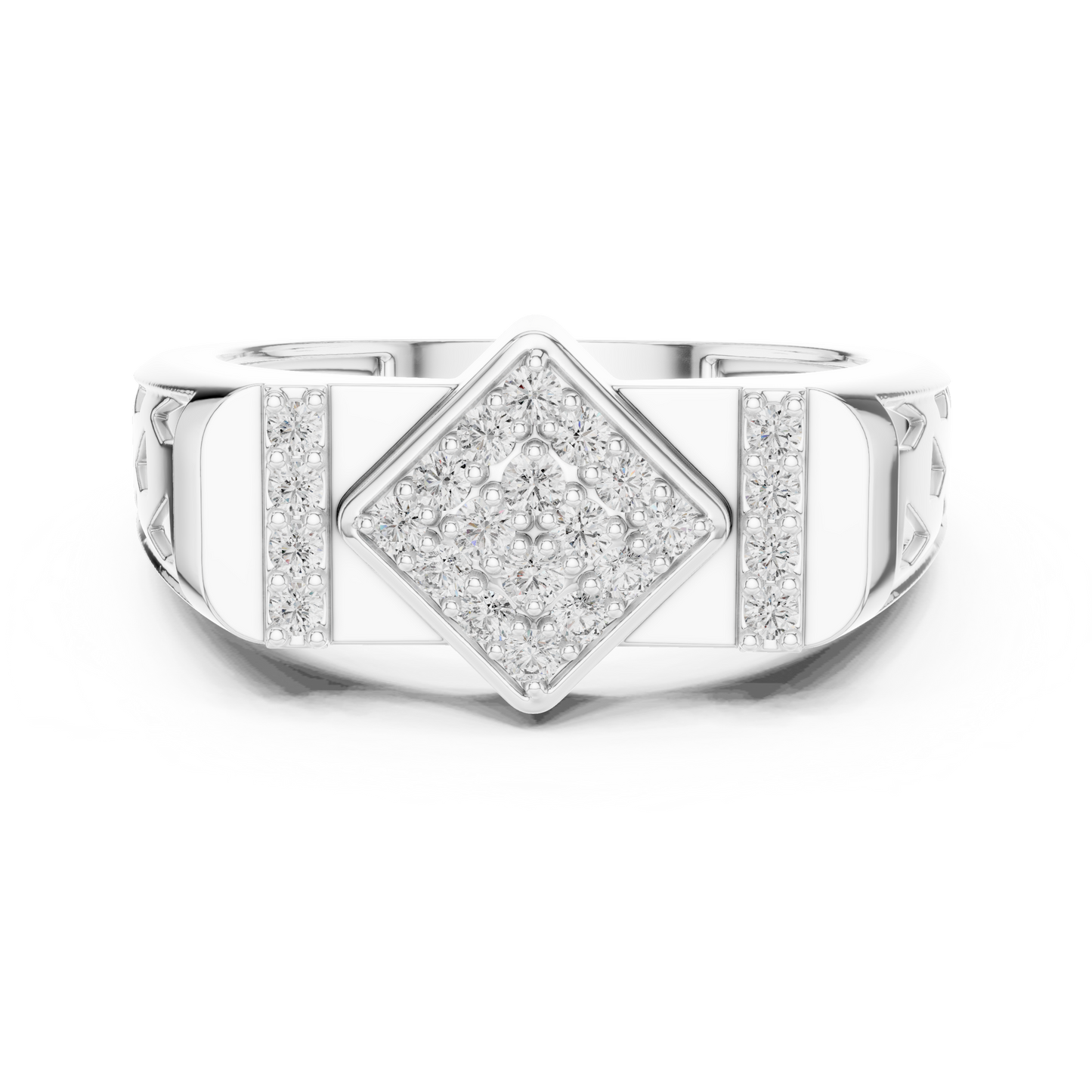 Lozenge Rhombus Cluster Lab Grown Diamond Ring