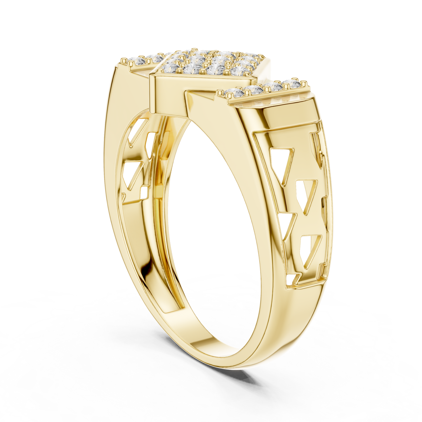 Lozenge Rhombus Cluster Lab Grown Diamond Ring