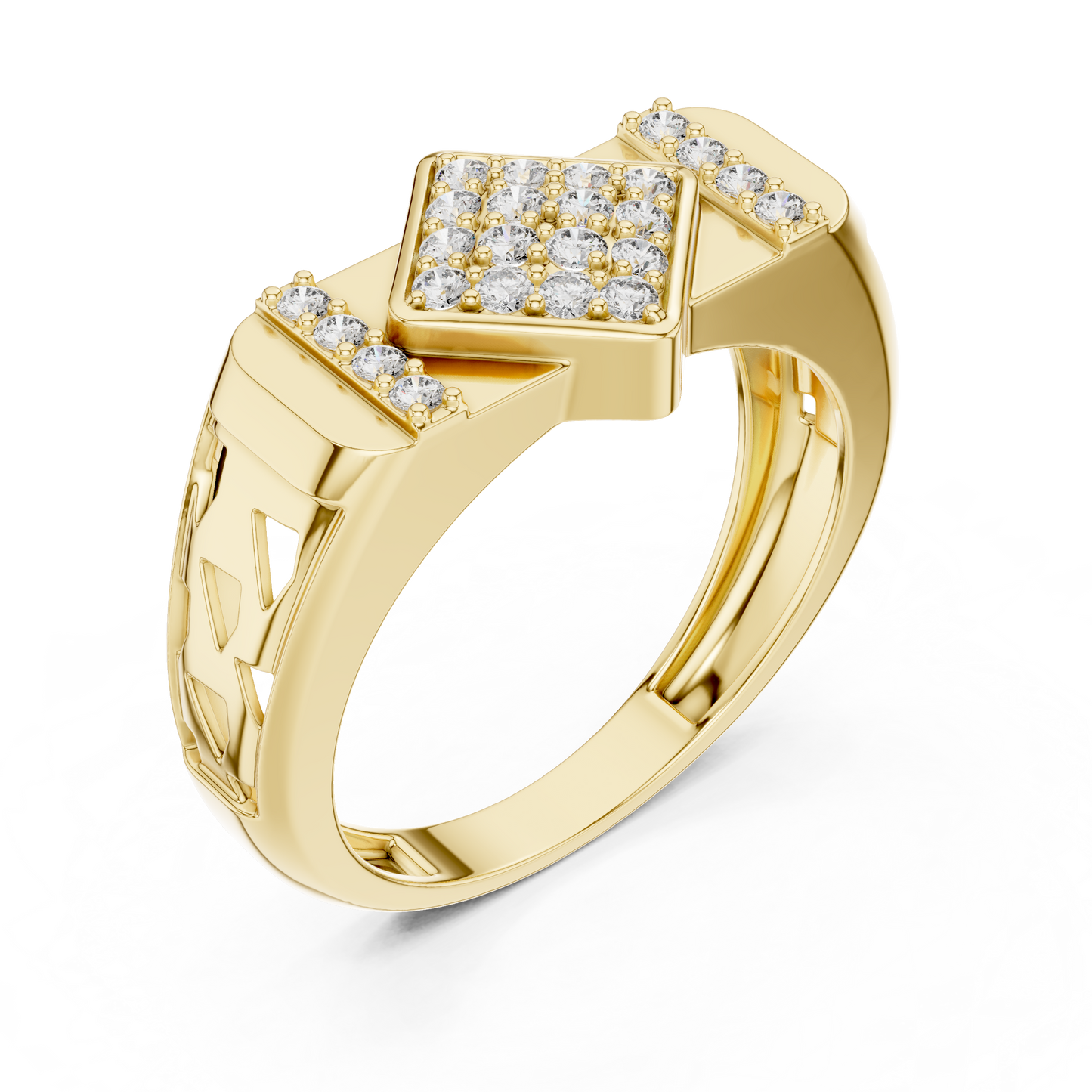 Lozenge Rhombus Cluster Lab Grown Diamond Ring