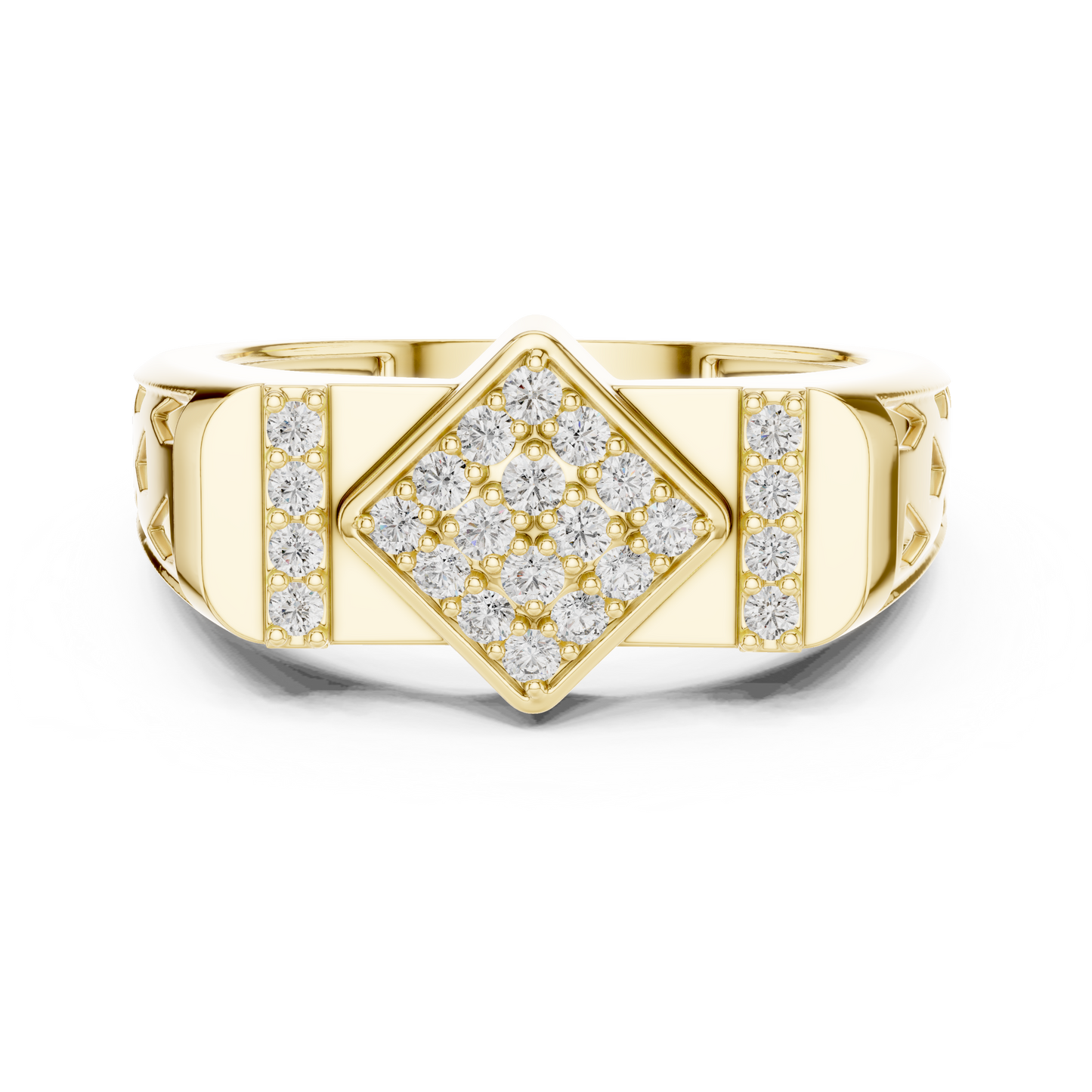 Lozenge Rhombus Cluster Lab Grown Diamond Ring