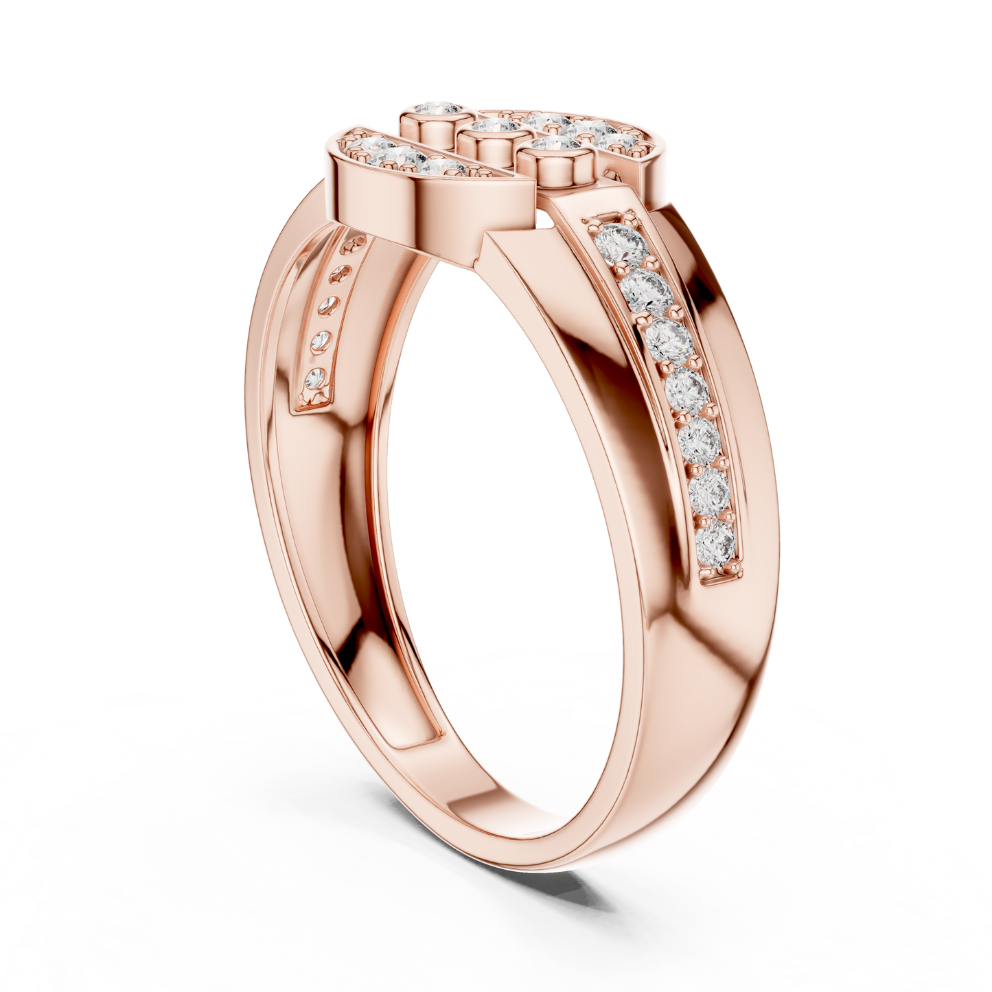 Unique Geometric Bezel & Pavé Lab Grown Diamond Ring