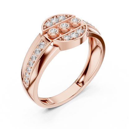 Unique Geometric Bezel & Pavé Lab Grown Diamond Ring