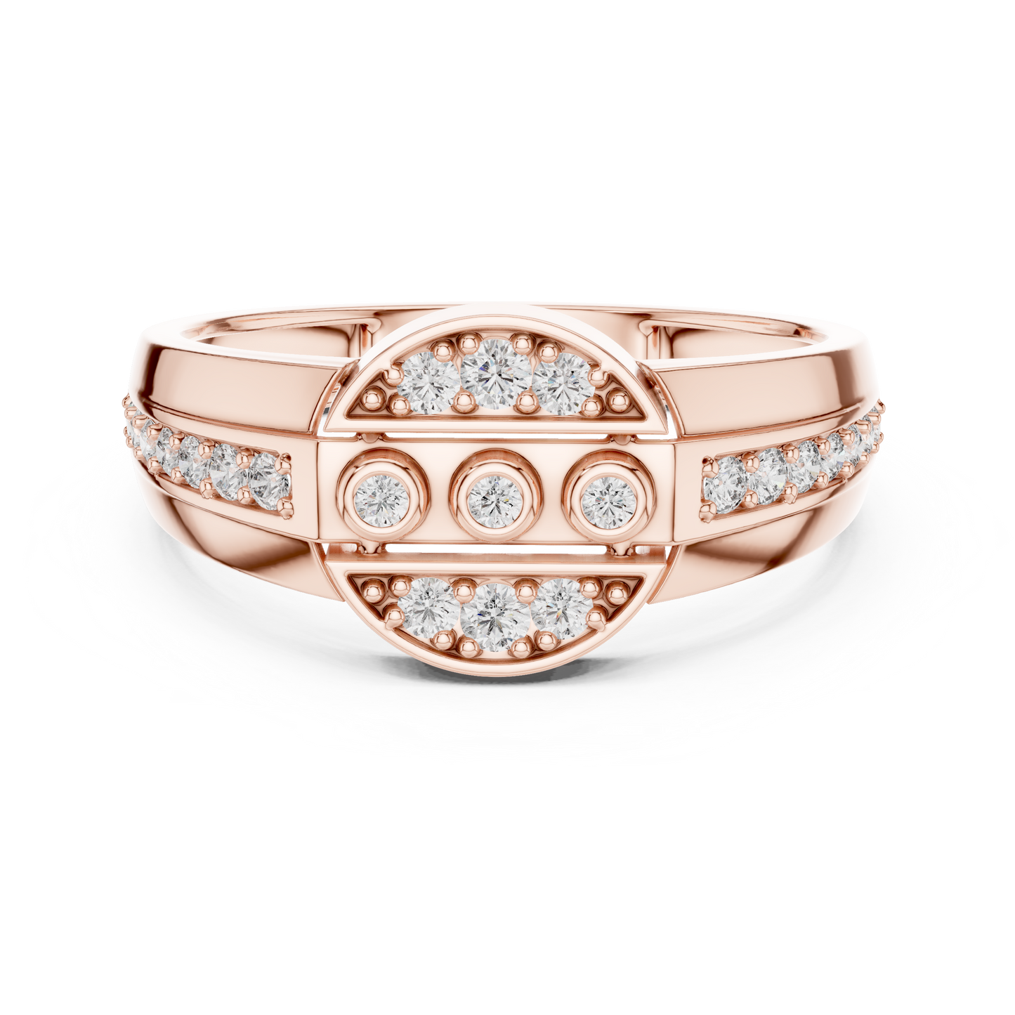 Unique Geometric Bezel & Pavé Lab Grown Diamond Ring