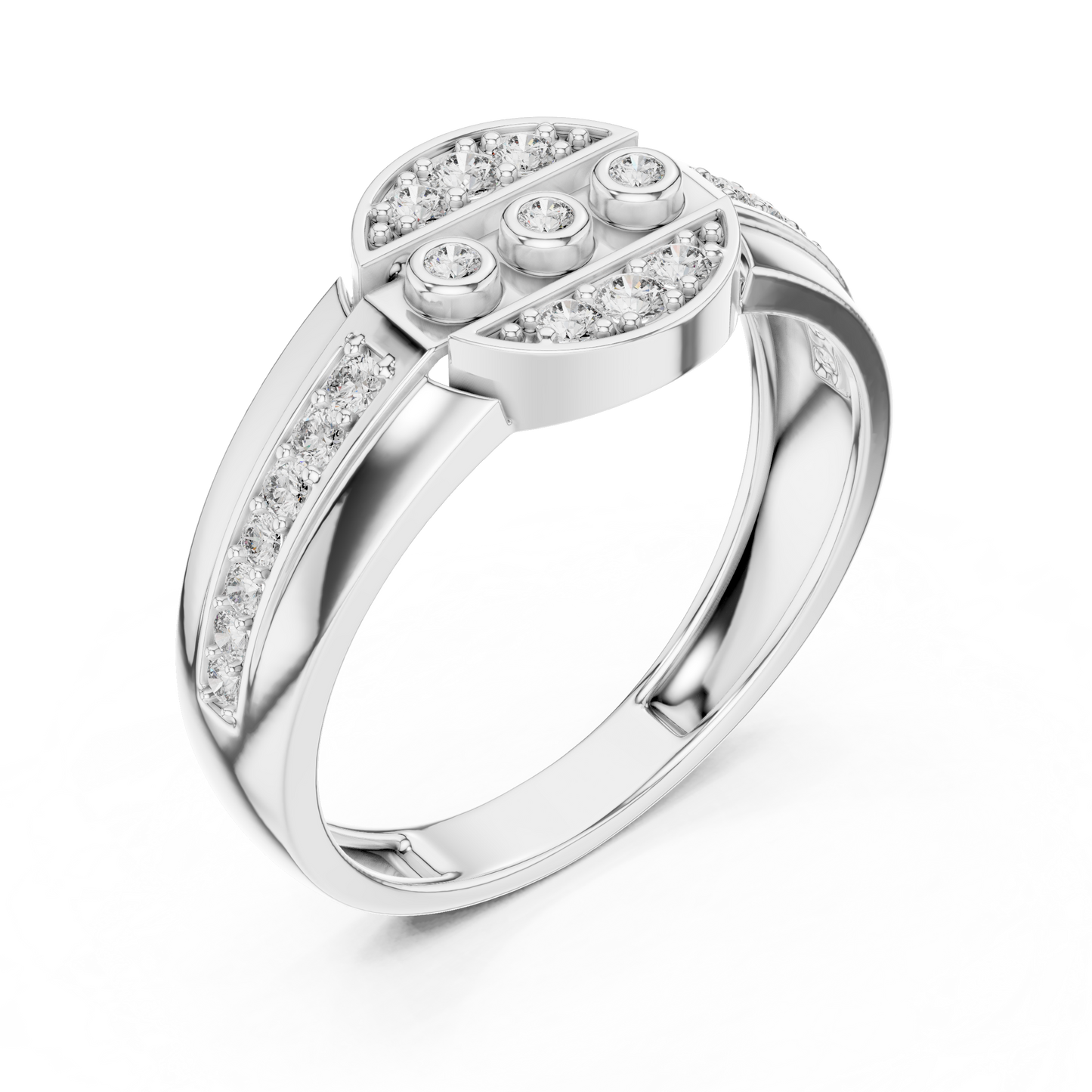 Unique Geometric Bezel & Pavé Lab Grown Diamond Ring