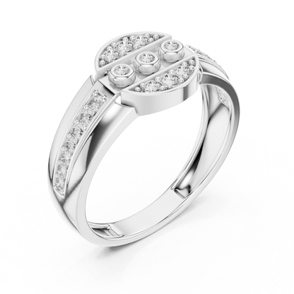 Unique Geometric Bezel & Pavé Lab Grown Diamond Ring